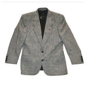 Vintage Brunelli Italy Sport Coat 40S Plaid Wool Lanifici Biella Blazer